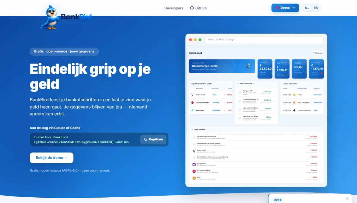 De site van BankBird