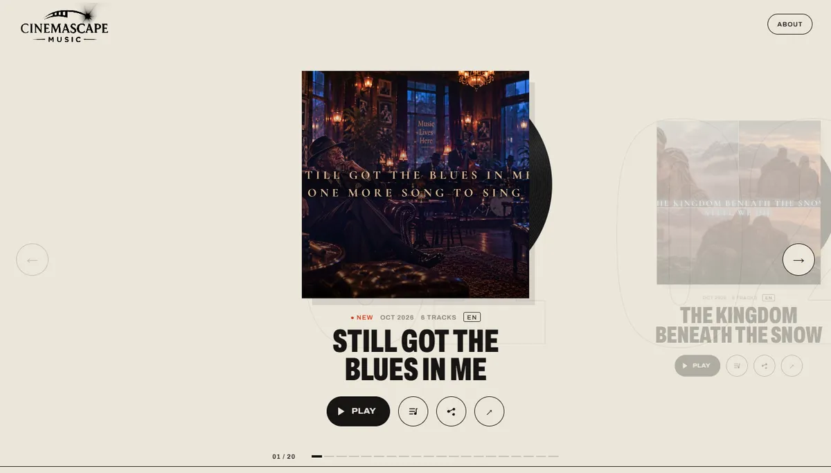 De site van CinemaScape Music