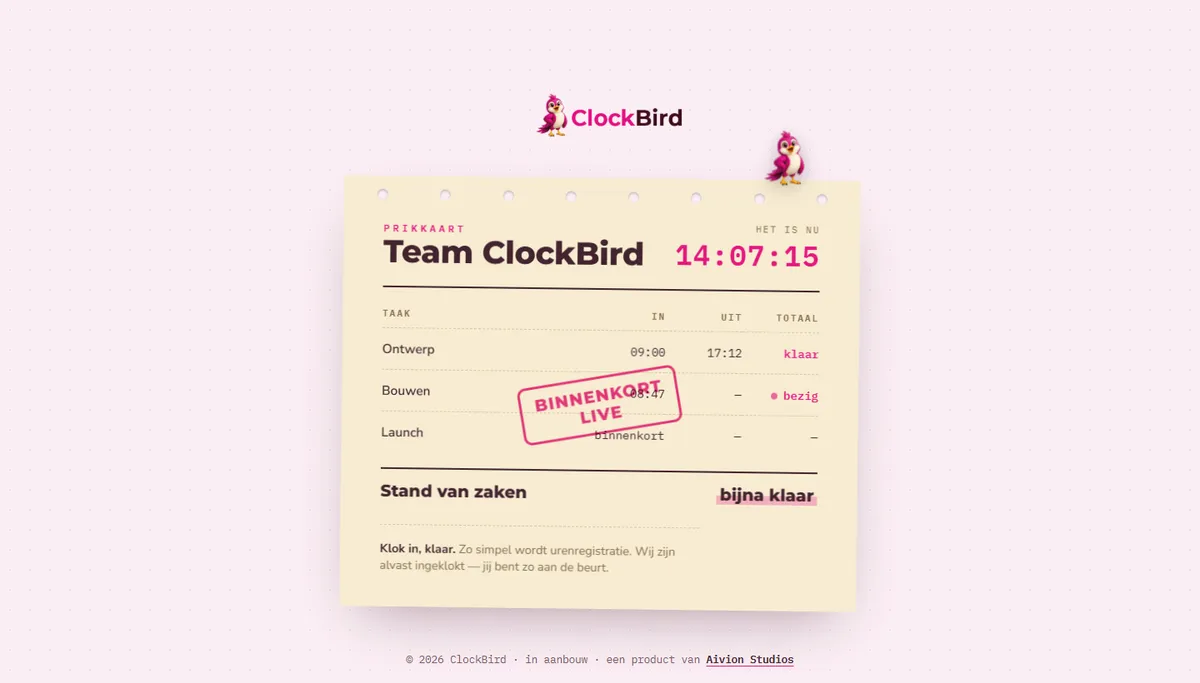 De site van ClockBird