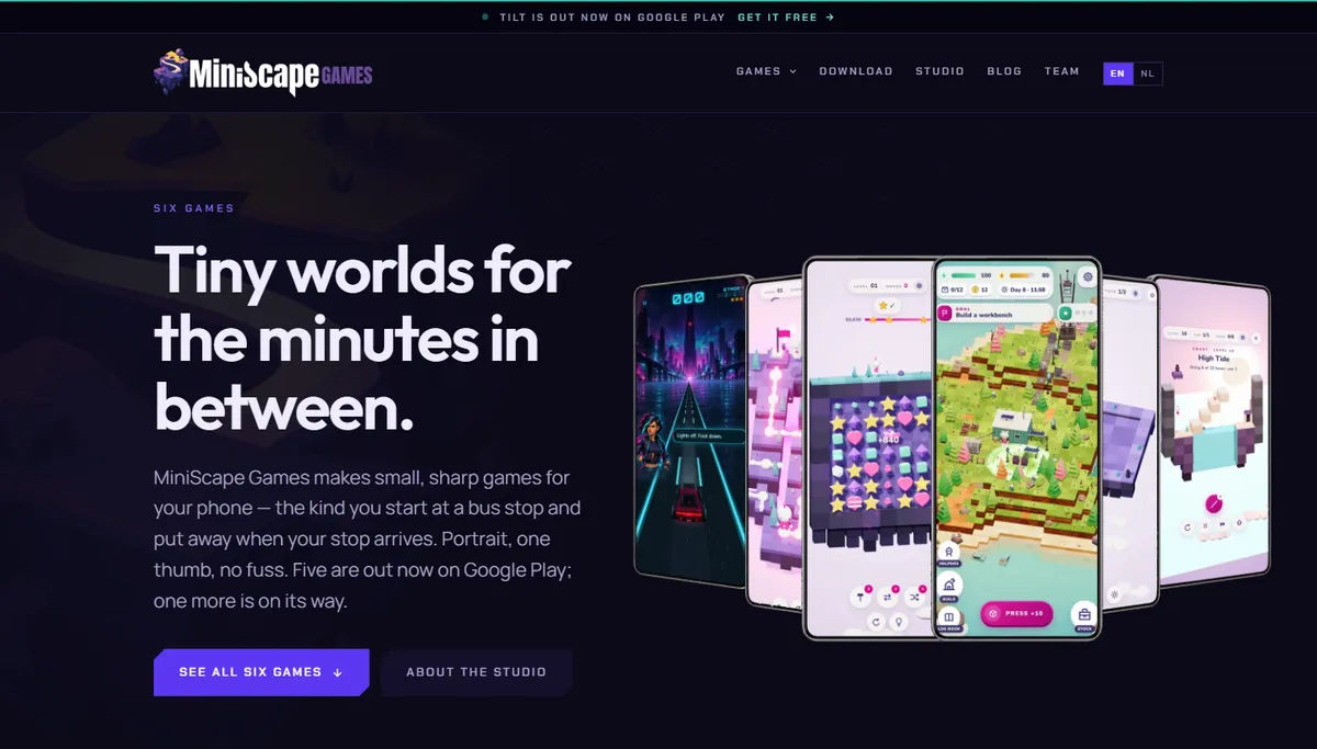 The MiniScape Games website
