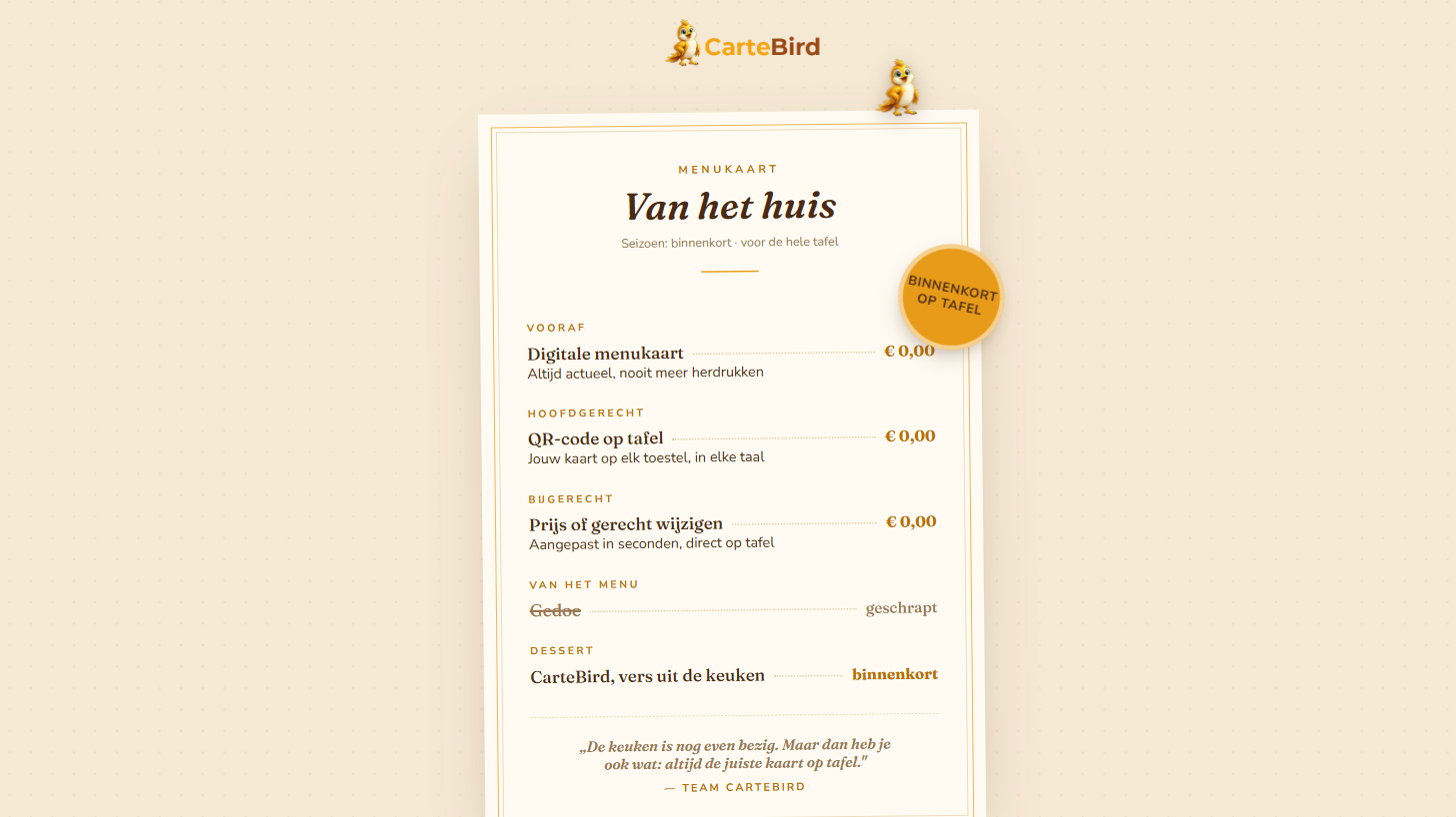 CarteBird — digitale menukaart voor horeca