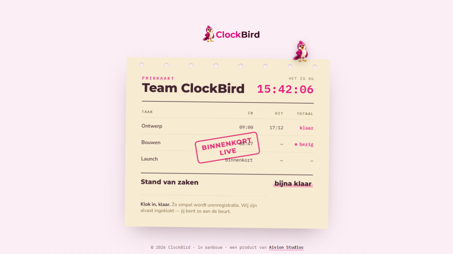 ClockBird — klok in, klaar